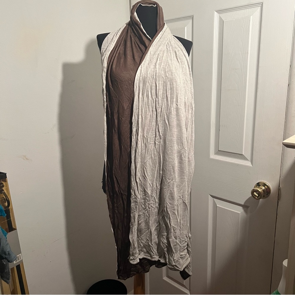 Two tone brown and cream scarf/ shaw